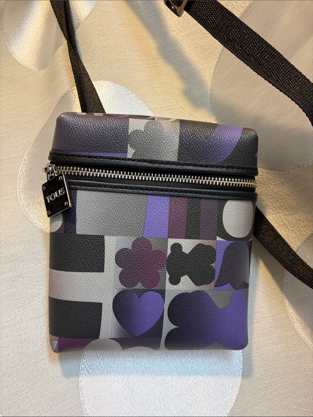 TOUS Purple Gray Logo Geometric Crossbody Mini Bag - Like New!